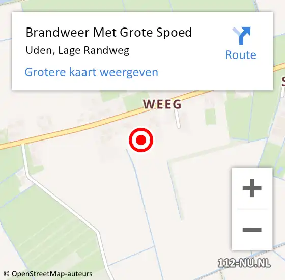 Locatie op kaart van de 112 melding: Brandweer Met Grote Spoed Naar Uden, Lage Randweg op 30 december 2022 15:23