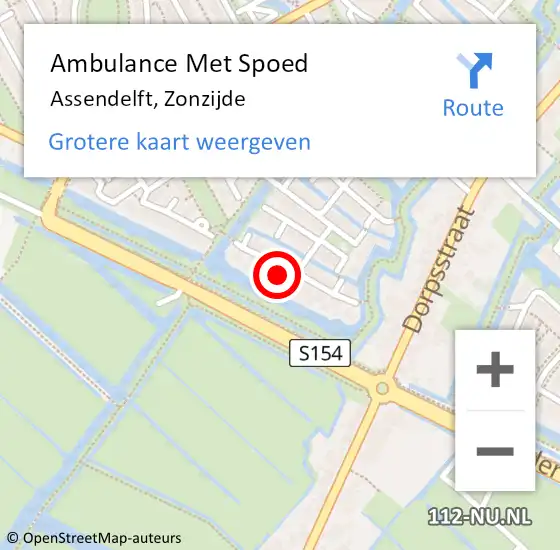 Locatie op kaart van de 112 melding: Ambulance Met Spoed Naar Assendelft, Zonzijde op 30 december 2022 15:32