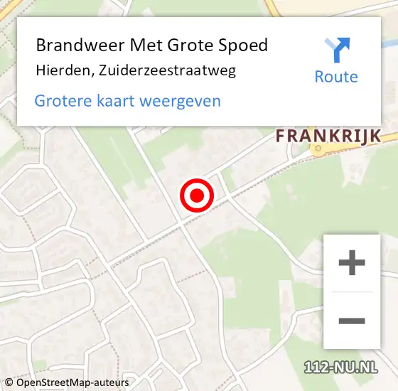 Locatie op kaart van de 112 melding: Brandweer Met Grote Spoed Naar Hierden, Zuiderzeestraatweg op 30 december 2022 15:33