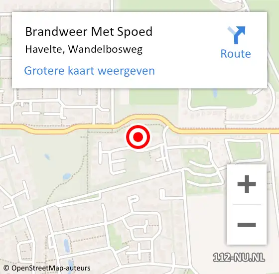 Locatie op kaart van de 112 melding: Brandweer Met Spoed Naar Havelte, Wandelbosweg op 30 december 2022 15:45