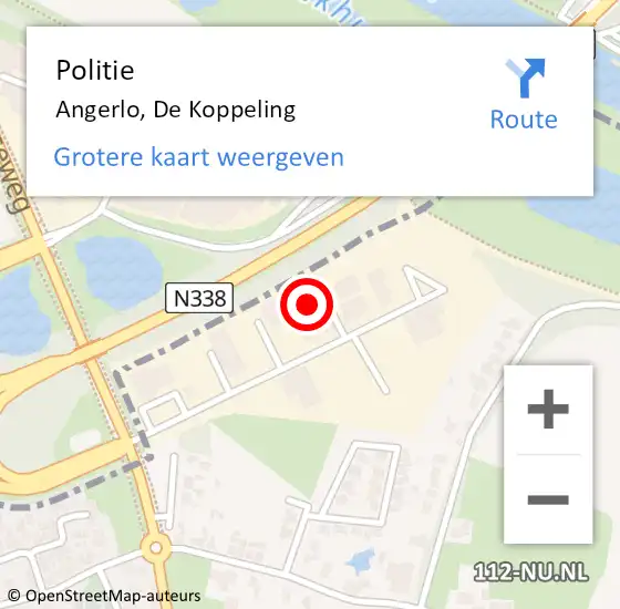 Locatie op kaart van de 112 melding: Politie Angerlo, De Koppeling op 30 december 2022 15:48