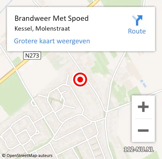 Locatie op kaart van de 112 melding: Brandweer Met Spoed Naar Kessel, Molenstraat op 30 december 2022 16:00