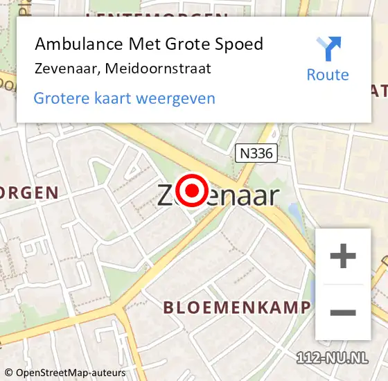 Locatie op kaart van de 112 melding: Ambulance Met Grote Spoed Naar Zevenaar, Meidoornstraat op 30 december 2022 16:01