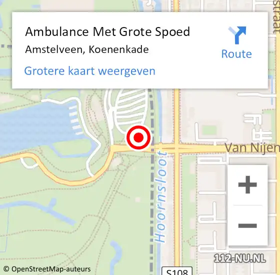 Locatie op kaart van de 112 melding: Ambulance Met Grote Spoed Naar Amstelveen, Koenenkade op 10 augustus 2014 12:11