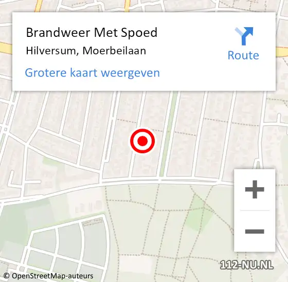 Locatie op kaart van de 112 melding: Brandweer Met Spoed Naar Hilversum, Moerbeilaan op 30 december 2022 16:25