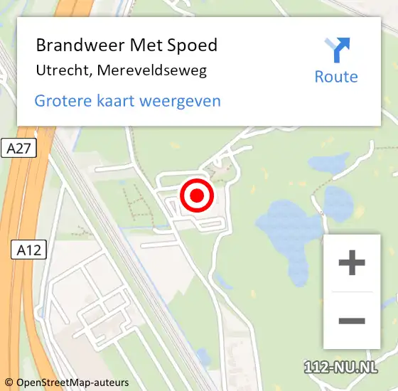 Locatie op kaart van de 112 melding: Brandweer Met Spoed Naar Utrecht, Mereveldseweg op 30 december 2022 16:36