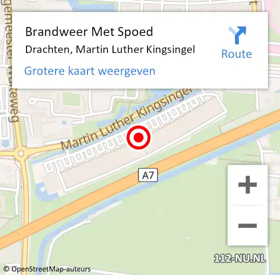 Locatie op kaart van de 112 melding: Brandweer Met Spoed Naar Drachten, Martin Luther Kingsingel op 30 december 2022 16:37