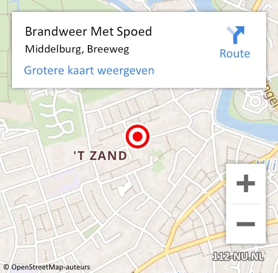 Locatie op kaart van de 112 melding: Brandweer Met Spoed Naar Middelburg, Breeweg op 30 december 2022 16:39