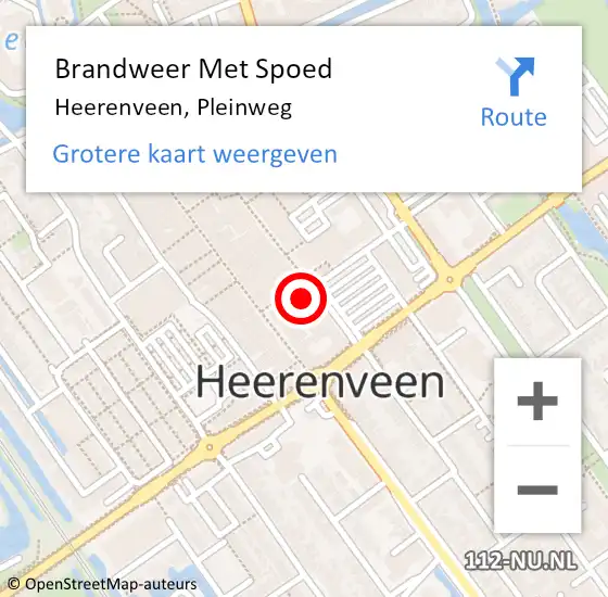 Locatie op kaart van de 112 melding: Brandweer Met Spoed Naar Heerenveen, Pleinweg op 30 december 2022 16:44