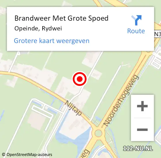 Locatie op kaart van de 112 melding: Brandweer Met Grote Spoed Naar Opeinde, Rydwei op 30 december 2022 17:04