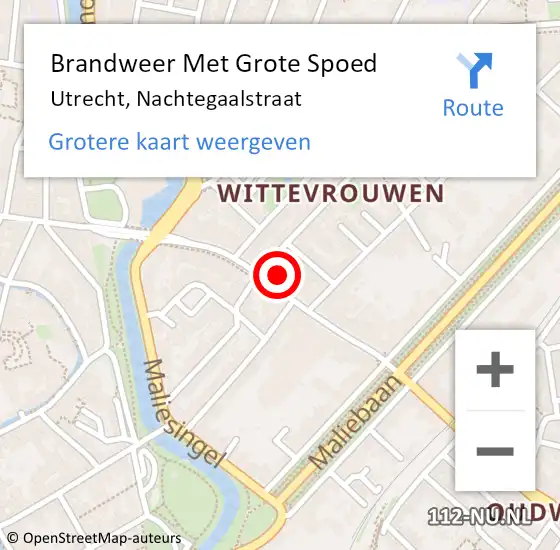 Locatie op kaart van de 112 melding: Brandweer Met Grote Spoed Naar Utrecht, Nachtegaalstraat op 30 december 2022 17:21