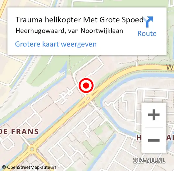 Locatie op kaart van de 112 melding: Trauma helikopter Met Grote Spoed Naar Heerhugowaard, van Noortwijklaan op 30 december 2022 17:25