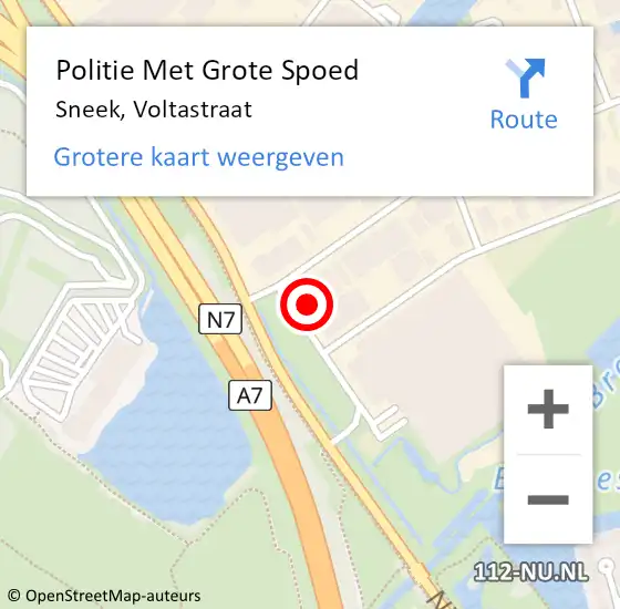 Locatie op kaart van de 112 melding: Politie Met Grote Spoed Naar Sneek, Voltastraat op 30 december 2022 17:43