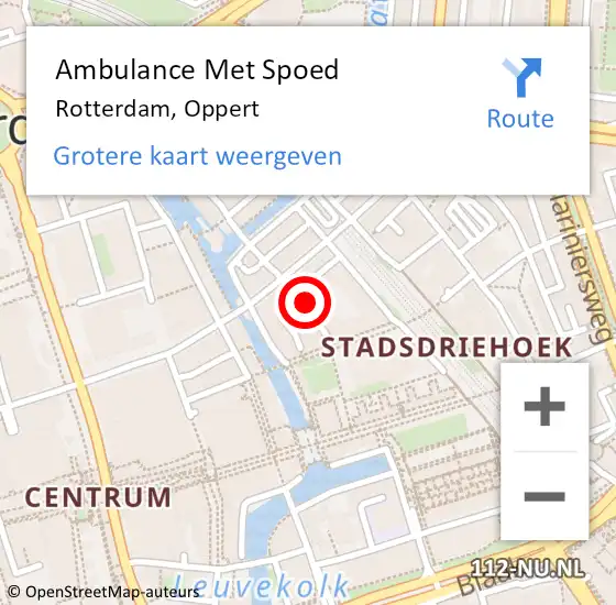 Locatie op kaart van de 112 melding: Ambulance Met Spoed Naar Rotterdam, Oppert op 30 december 2022 17:45