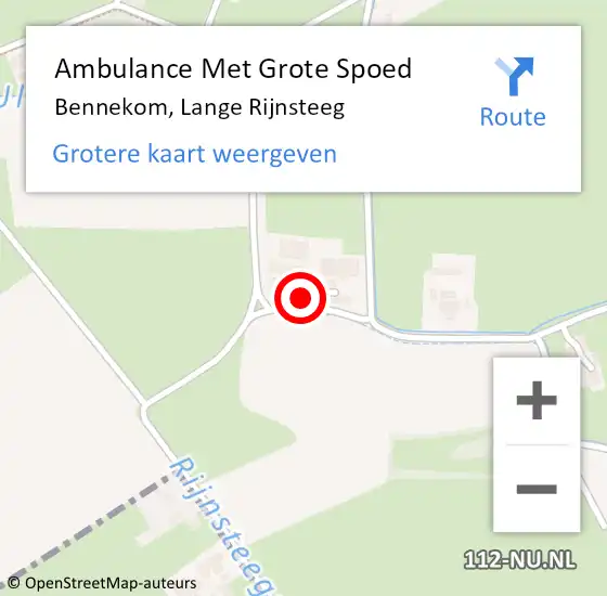 Locatie op kaart van de 112 melding: Ambulance Met Grote Spoed Naar Bennekom, Lange Rijnsteeg op 30 december 2022 17:47