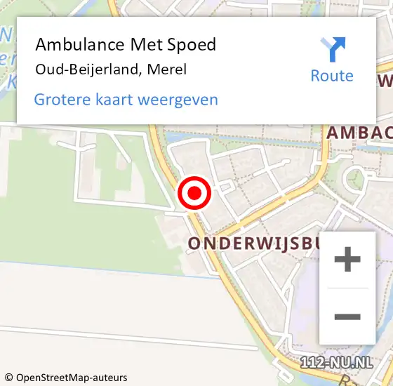 Locatie op kaart van de 112 melding: Ambulance Met Spoed Naar Oud-Beijerland, Merel op 30 december 2022 17:52