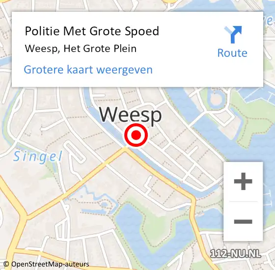 Locatie op kaart van de 112 melding: Politie Met Grote Spoed Naar Weesp, Het Grote Plein op 30 december 2022 18:05