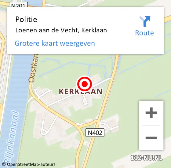 Locatie op kaart van de 112 melding: Politie Loenen aan de Vecht, Kerklaan op 30 december 2022 18:11