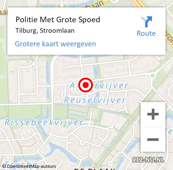 Locatie op kaart van de 112 melding: Politie Met Grote Spoed Naar Tilburg, Stroomlaan op 30 december 2022 18:24