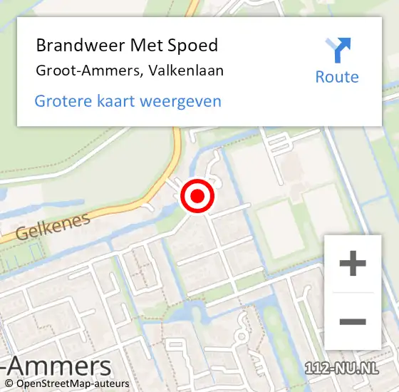 Locatie op kaart van de 112 melding: Brandweer Met Spoed Naar Groot-Ammers, Valkenlaan op 30 december 2022 18:25