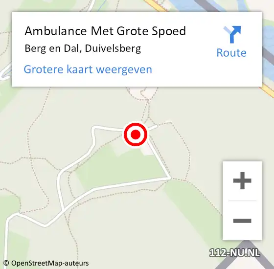 Locatie op kaart van de 112 melding: Ambulance Met Grote Spoed Naar Berg en Dal, Duivelsberg op 10 augustus 2014 12:33