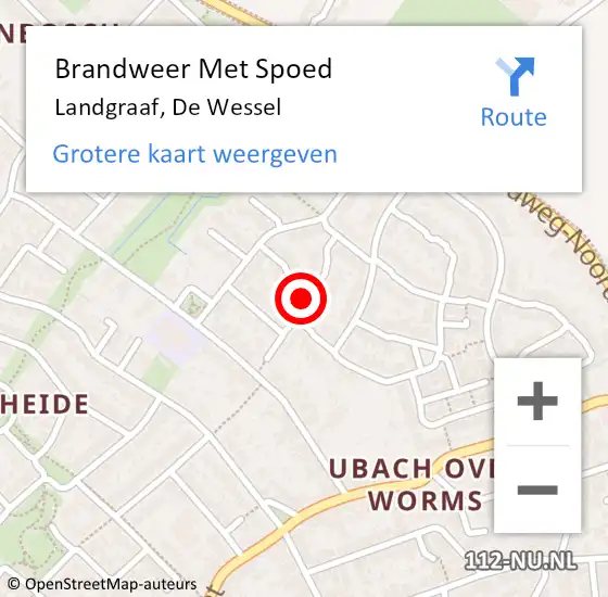 Locatie op kaart van de 112 melding: Brandweer Met Spoed Naar Landgraaf, De Wessel op 30 december 2022 18:38