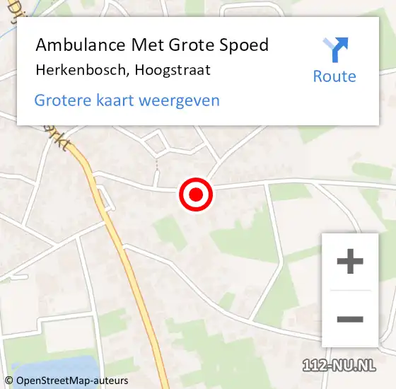 Locatie op kaart van de 112 melding: Ambulance Met Grote Spoed Naar Herkenbosch, Hoogstraat op 30 december 2022 18:49