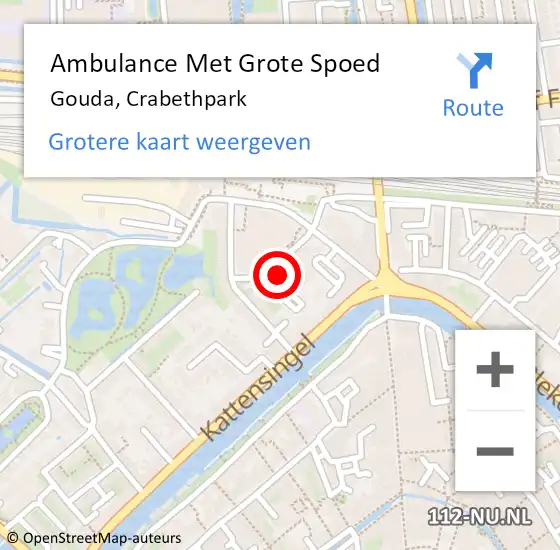 Locatie op kaart van de 112 melding: Ambulance Met Grote Spoed Naar Gouda, Crabethpark op 30 december 2022 18:54