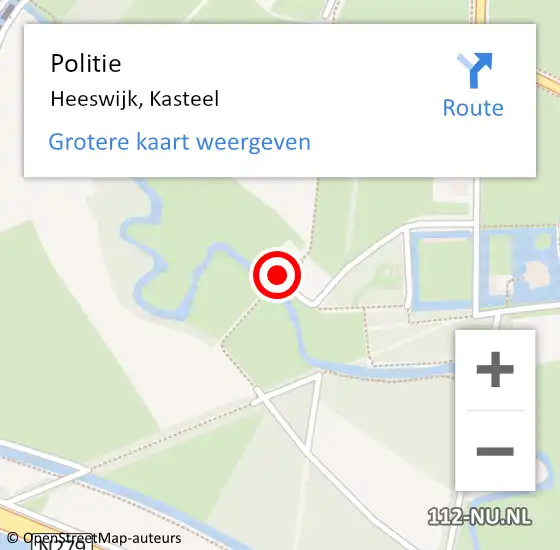 Locatie op kaart van de 112 melding: Politie Heeswijk, Kasteel op 30 december 2022 18:54
