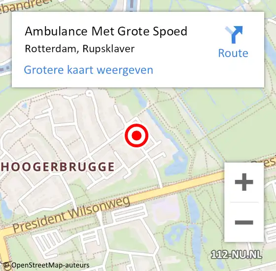 Locatie op kaart van de 112 melding: Ambulance Met Grote Spoed Naar Rotterdam, Rupsklaver op 30 december 2022 18:55