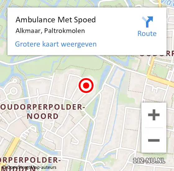 Locatie op kaart van de 112 melding: Ambulance Met Spoed Naar Alkmaar, Paltrokmolen op 30 december 2022 19:08