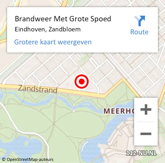 Locatie op kaart van de 112 melding: Brandweer Met Grote Spoed Naar Eindhoven, Zandbloem op 30 december 2022 19:09