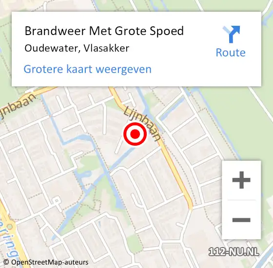 Locatie op kaart van de 112 melding: Brandweer Met Grote Spoed Naar Oudewater, Vlasakker op 30 december 2022 19:20