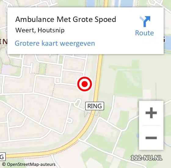 Locatie op kaart van de 112 melding: Ambulance Met Grote Spoed Naar Weert, Houtsnip op 30 december 2022 19:26