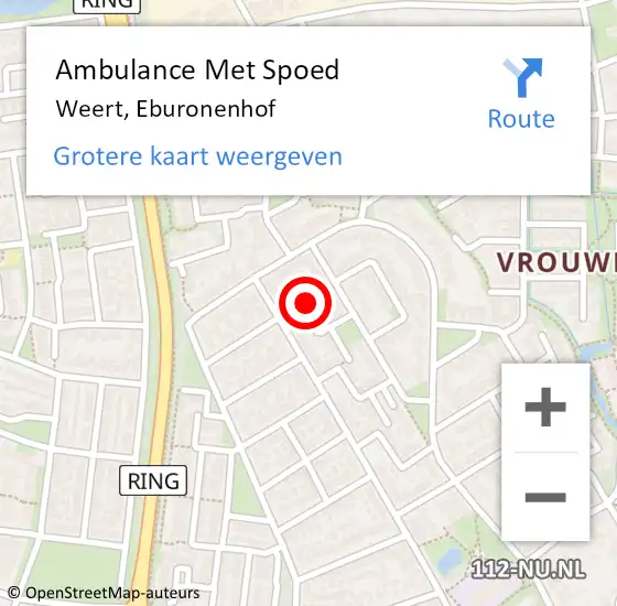 Locatie op kaart van de 112 melding: Ambulance Met Spoed Naar Weert, Eburonenhof op 30 december 2022 19:51