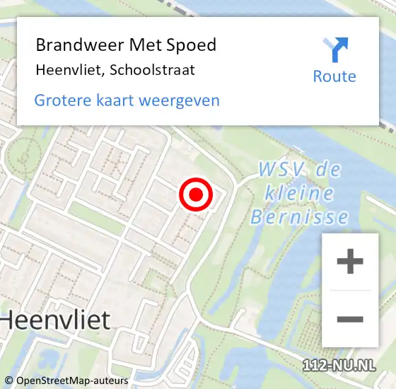 Locatie op kaart van de 112 melding: Brandweer Met Spoed Naar Heenvliet, Schoolstraat op 30 december 2022 19:58