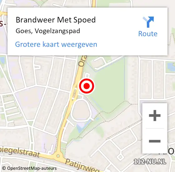 Locatie op kaart van de 112 melding: Brandweer Met Spoed Naar Goes, Vogelzangspad op 30 december 2022 20:10