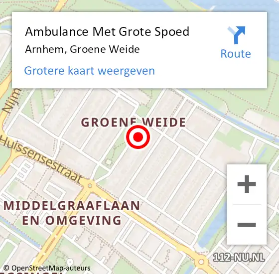 Locatie op kaart van de 112 melding: Ambulance Met Grote Spoed Naar Arnhem, Groene Weide op 30 december 2022 20:20