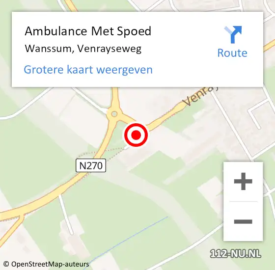 Locatie op kaart van de 112 melding: Ambulance Met Spoed Naar Wanssum, Venrayseweg op 10 augustus 2014 12:49