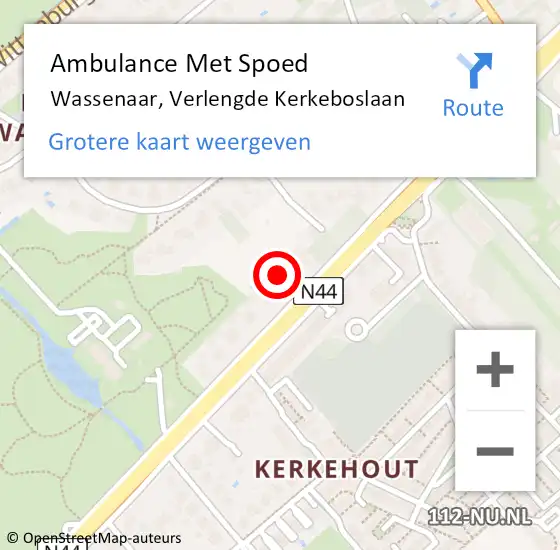 Locatie op kaart van de 112 melding: Ambulance Met Spoed Naar Wassenaar, Verlengde Kerkeboslaan op 30 december 2022 20:39