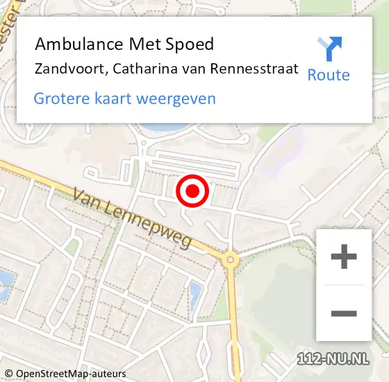 Locatie op kaart van de 112 melding: Ambulance Met Spoed Naar Zandvoort, Catharina van Rennesstraat op 30 december 2022 20:40