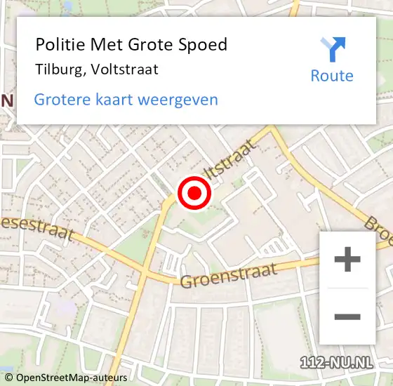 Locatie op kaart van de 112 melding: Politie Met Grote Spoed Naar Tilburg, Voltstraat op 30 december 2022 20:56