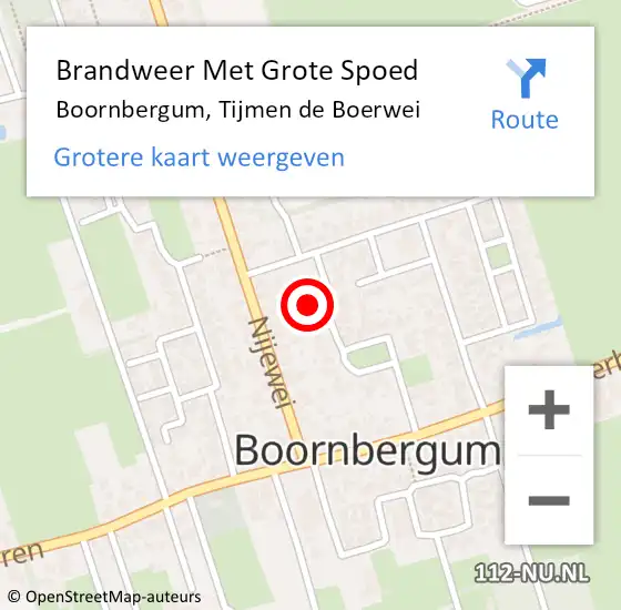 Locatie op kaart van de 112 melding: Brandweer Met Grote Spoed Naar Boornbergum, Tijmen de Boerwei op 30 december 2022 20:56