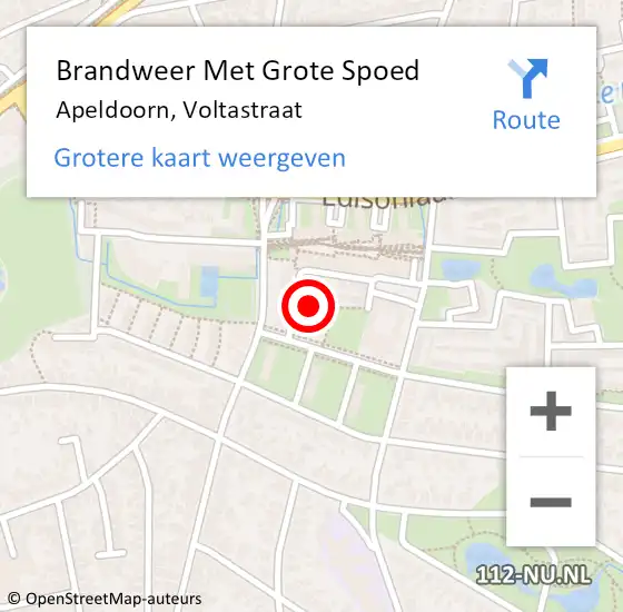 Locatie op kaart van de 112 melding: Brandweer Met Grote Spoed Naar Apeldoorn, Voltastraat op 30 december 2022 21:15