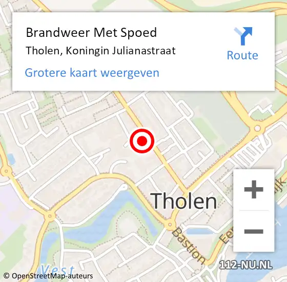 Locatie op kaart van de 112 melding: Brandweer Met Spoed Naar Tholen, Koningin Julianastraat op 30 december 2022 21:37
