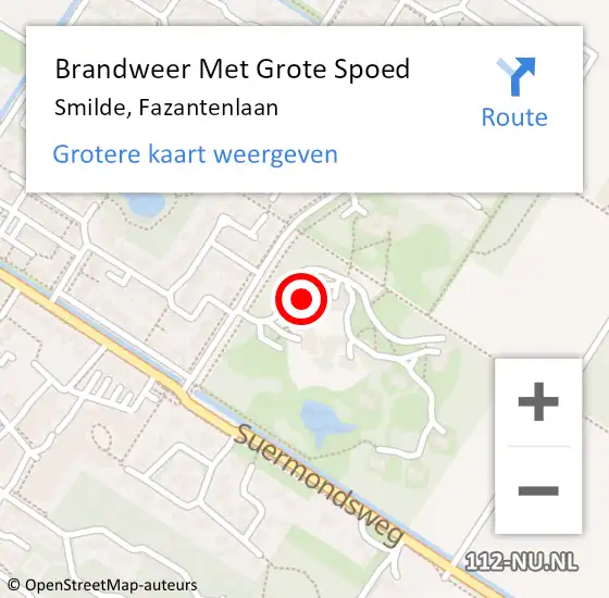 Locatie op kaart van de 112 melding: Brandweer Met Grote Spoed Naar Smilde, Fazantenlaan op 10 augustus 2014 12:55