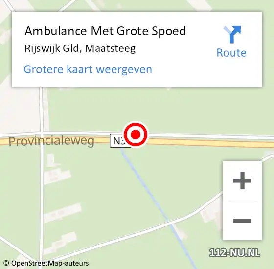 Locatie op kaart van de 112 melding: Ambulance Met Grote Spoed Naar Rijswijk Gld, Maatsteeg op 10 augustus 2014 12:55