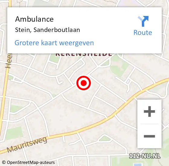 Locatie op kaart van de 112 melding: Ambulance Stein, Sanderboutlaan op 10 augustus 2014 12:55