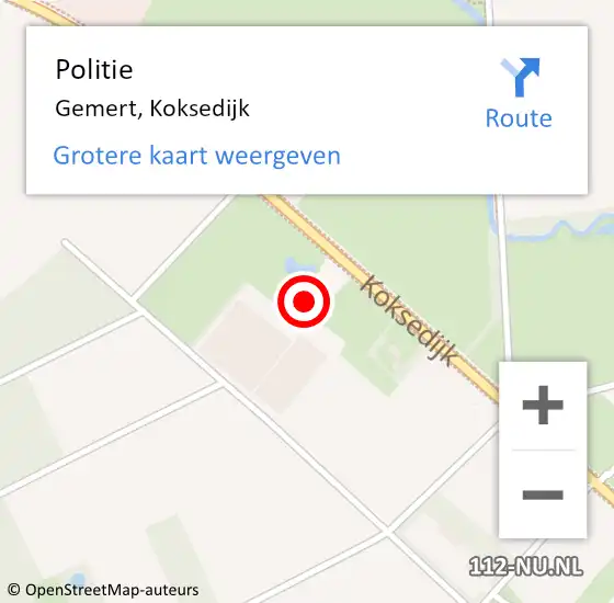 Locatie op kaart van de 112 melding: Politie Gemert, Koksedijk op 30 december 2022 21:56