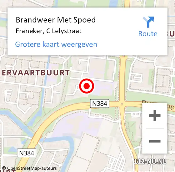 Locatie op kaart van de 112 melding: Brandweer Met Spoed Naar Franeker, C Lelystraat op 30 december 2022 21:56